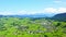Aerial view of vibrant rural town, fantastic scene in Feusisberg of Switzerland