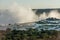 Aerial view of Victoria Falls spray clouds