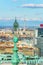 Aerial view of Vienna with Donauturm from top of the stephansdom cathedral....IMAGE