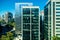 Aerial view at the Vila Olimpia neighborhood in Sao Paulo during the Lock-down