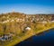 Aerial view of Vilkija. Small settlement in Lithuania along the river of Nemunas