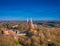 Aerial view of Vilkija. Small settlement in Lithuania along the river of Nemunas