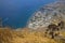 Aerial view of village called Perissa on island of Santorini in Greece  in summer.