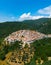 Aerial view of village of Capradosso in central Italy Offeio, Petrella Salto, Rieti, Italy Strada Regionale 578 Cicolana Old