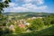 Aerial view of village in countryside. Zadni Treban in west Bohemia, Czech