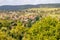 Aerial view of village in countryside. Zadni Treban in west Bohemia, Czech