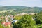 Aerial view of village in countryside. Zadni Treban in west Bohemia, Czech