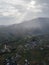 Aerial view of a village in the Dieng Plateau, Indonesia.