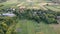 Aerial view of the village.Eastern Europe, summer time. Small houses. Green fields. Beauty