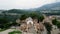 Aerial view of village historic stone buildings in Polop, Spain