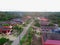 Aerial view of village houses in Felda Air Tawar 4, Kota Tinggi, Johor, Malaysia.