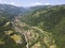 Aerial view of village of Ribaritsa at Balkan Mountains, Bulgaria