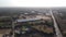 aerial view of the village and single road and a beautiful rural landscape with green agricultural farm