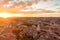 Aerial view of Vilnius Old Town, one of the largest surviving medieval old towns in Northern Europe. Landscape of UNESCO-inscribed