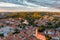 Aerial view of Vilnius Old Town, one of the largest surviving medieval old towns in Northern Europe. Landscape of UNESCO-inscribed