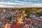 Aerial view of Vilnius Old Town, one of the largest surviving medieval old towns in Northern Europe. Landscape of UNESCO-inscribed