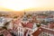 Aerial view of Vilnius Old Town, one of the largest surviving medieval old towns in Northern Europe. Summer landscape of Old Town