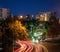 Aerial view of Vina del Mar Clock Flower - Reloj de Flores - at night - Vina del Mar, Chile