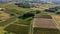 Aerial view, Vineyard Sunrise in summer, Sainte Croix du Mont, Bordeaux Vineyard, Gironde, Aquitaine