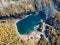 Aerial view of Violet Lake in Switzerland