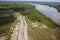 Aerial view - Vistula River near Kazimierz Dolny , Poland