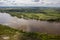 Aerial view - Vistula River near Kazimierz Dolny , Poland