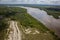 Aerial view - Vistula River near Kazimierz Dolny , Poland