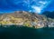 Aerial view of the Vitznau village by lake Lucerne in Central Switzerland