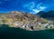 Aerial view of the Vitznau village by lake Lucerne in Central Switzerland