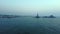 Aerial view of the Vivekananda Rock and Thiruvalluvar Statue while sunrise in Kanyakumari, Tamil nadu, India