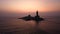 Aerial view of the Vivekananda Rock and Thiruvalluvar Statue while sunrise in Kanyakumari, Tamil nadu, India