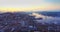 Aerial view of Vladivostok city center, Golden Horn harbour. Sunrise. Russia