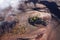 Aerial view of volcanic landscape. Volcanic crater in Tenerife, Canary islands, Spain.