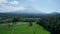 Aerial view of volcano and beautiful fields landscape in Bali