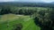 Aerial view of volcano and beautiful fields landscape in Bali