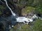 Aerial view of Voringfossen waterfall in Norway