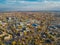 Aerial view Voronezh from height of aircraft flight. Voronezh synthetic rubber plant district in autumn