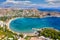 Aerial view of Vouliagmeni beach on Athens, Greece