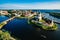 Aerial view of Vyborg city panorama, Russia