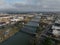 Aerial view of Waco Downtown on a gloomy day in Texas