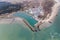 Aerial view Wadden Sea and marina at Dutch island Vlieland