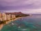 Aerial view of the Waikiki shore in Honolulu, Hawaii