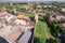 Aerial view of the walled city of Montagnana, Italy.