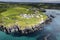 Aerial view of The Warren, a small sheltered beach backed by sand dunes located in Rosscarbery, Ireland