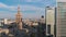 Aerial view of Warsaw downtown, City center, Palace of Culture, Poland