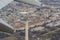 Aerial view of Washington DC downtown and Washington Monument from ascending airplane