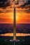 aerial view of the washington monument at sunset