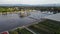 Aerial view wastewater treatment plant. Filtration of dirty water or waste water located in Bantul, Yogyakarta, Indonesia