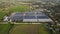 Aerial view wastewater treatment plant. Filtration of dirty water or waste water located in Bantul, Yogyakarta, Indonesia