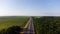 Aerial view. Wastewater treatment plant. Vertical panning. Drone flies forward. Sewage wastewater cleaning plant. 4K